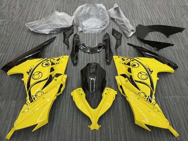 2013-2024 Kawasaki EX300 Motorcycle Fairings - Yellow Black Circles Canada for Sale