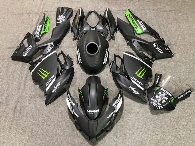 2018-2024 Kawasaki Ninja 400 Motorcycle Fairings - Matte Black White Green Monster Snow Canada for Sale