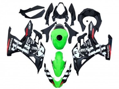 2018-2024 Kawasaki Ninja 400 Motorcycle Fairings - Green Black White Red Skull Canada for Sale