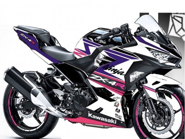2018-2024 Kawasaki Ninja 400 Motorcycle Fairings - White Purple Pink Canada for Sale
