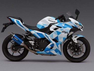 2024-2025 Kawasaki Ninja 500 EX500R Motorcycle Fairings - White Blue Geometric Canada for Sale