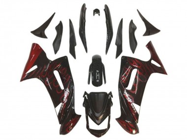 2006-2008 Kawasaki Ninja 650 EX650 Motorcycle Fairings - Glossy Black Red Flame Canada for Sale