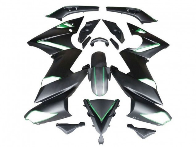 2009-2011 Kawasaki Ninja 650 EX650 Motorcycle Fairings - Matte Black Green Stripe Canada for Sale