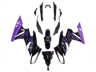 2009-2011 Kawasaki Ninja 650 EX650 Motorcycle Fairings - Glossy Black Purple Flame Canada for Sale