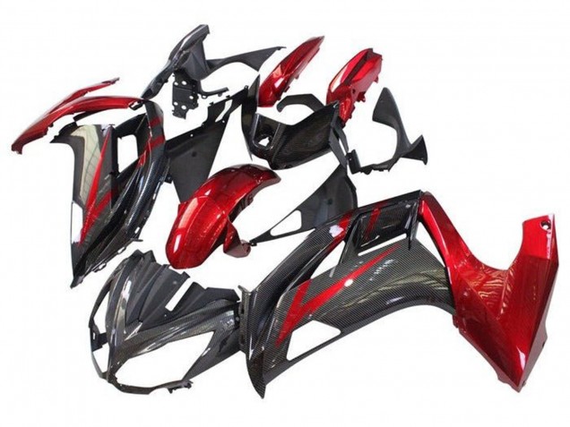 2012-2016 Kawasaki Ninja 650 EX650 Motorcycle Fairings - Red Black Faux Carbon Fiber Canada for Sale