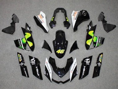 2010-2013 Kawasaki Z1000 Motorcycle Fairings - Glossy Black White Green MoviStar Monster Canada for Sale