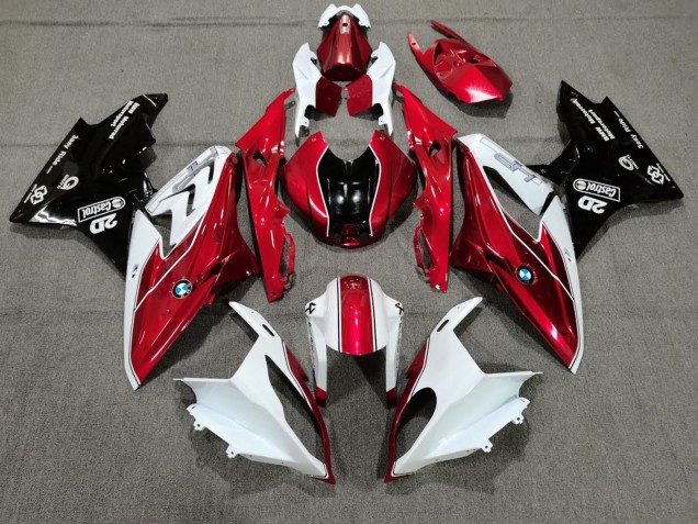 2009-2014 BMW S1000RR Motorcycle Fairings - White Red Glossy Black Castrol Canada for Sale