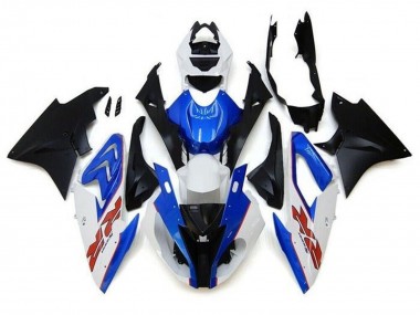 2017-2018 BMW S1000RR Motorcycle Fairings - White Blue Matte Black Pinstripe RR Canada for Sale