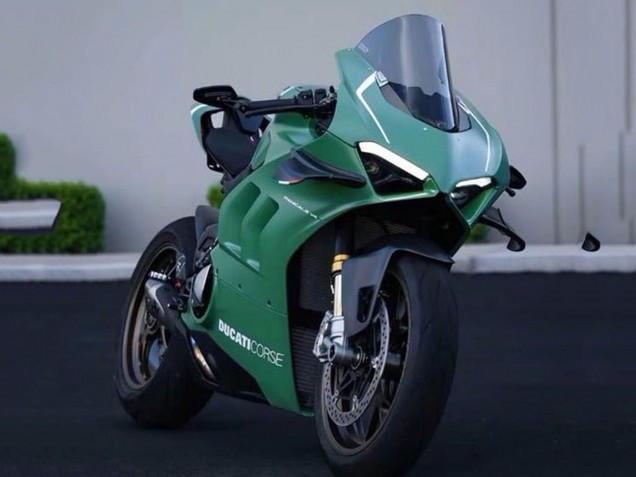 2020-2021 Ducati Panigale V4 V4S Motorcycle Fairings - Matte Green White Canada for Sale