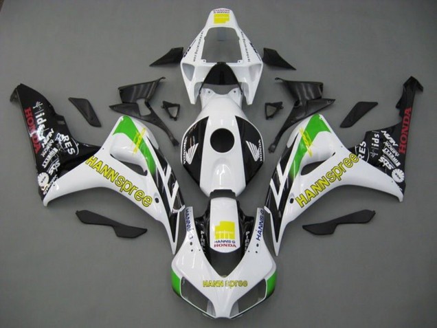 2006-2007 Honda CBR1000RR Motorcycle Fairings - White Green Yellow Glossy Black Hannspree Canada for Sale