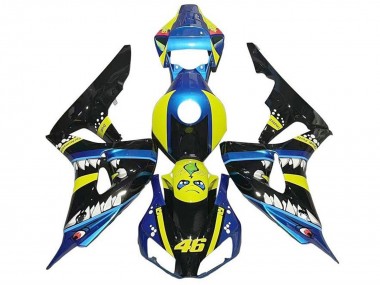 2006-2007 Honda CBR1000RR Motorcycle Fairings - Blue Yellow Glossy Black Shark 46 Canada for Sale