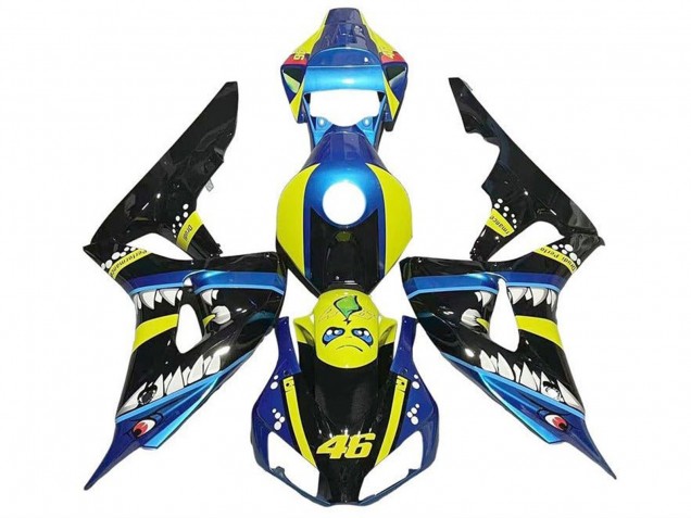 2006-2007 Honda CBR1000RR Motorcycle Fairings - Blue Yellow Glossy Black Shark 46 Canada for Sale