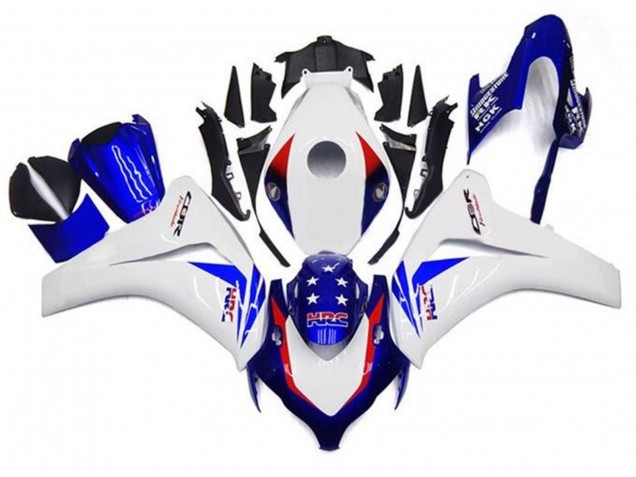 2008-2011 Honda CBR1000RR Motorcycle Fairings - White Red Blue Star HRC Canada for Sale