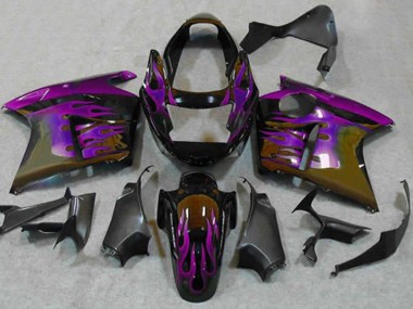 1996-2007 Honda CBR1100XX Blackbird Motorcycle Fairings - Glossy Black Purple Flame Canada for Sale