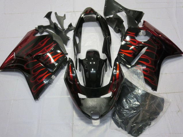 1996-2007 Honda CBR1100XX Blackbird Motorcycle Fairings - Glossy Black Red Flame Canada for Sale