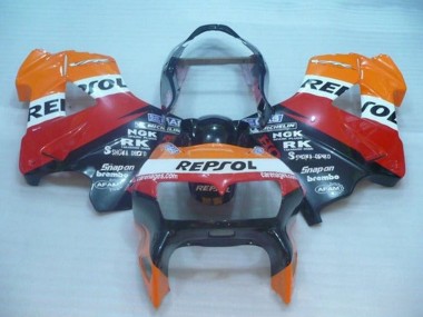 1998-2001 Honda VFR 800 Motorcycle Fairings - Orange White Red Black Repsol Canada for Sale