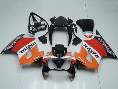 2002-2013 Honda VFR 800 Motorcycle Fairings - Orange White Red Glossy Black Repsol Canada for Sale