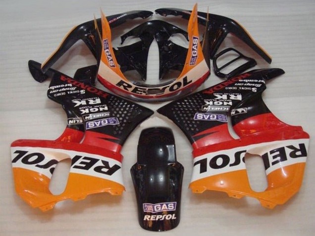 1996-1997 Honda CBR900RR 893 Motorcycle Fairings - Orange White Red Glossy Black Repsol Canada for Sale