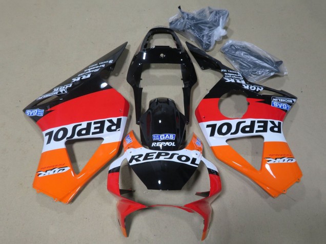 2002-2003 Honda CBR900RR 954 Motorcycle Fairing - Orange White Red Glossy Black Repsol Canada for Sale