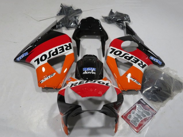 2002-2003 Honda CBR900RR 954 Motorcycle Fairings - Orange White Red Glossy Black Repsol Canada for Sale