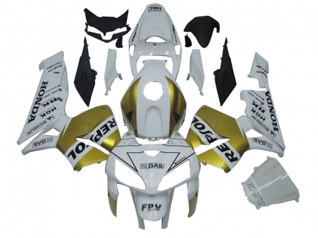 2005-2006 Honda CBR600RR Motorcycle Fairings - White Gold Repsol Canada for Sale