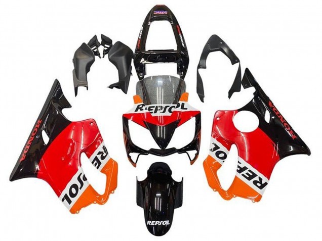 2001-2003 Honda CBR600 F4i Motorcycle Fairing - Orange White Red Glossy Black Repsol Canada for Sale