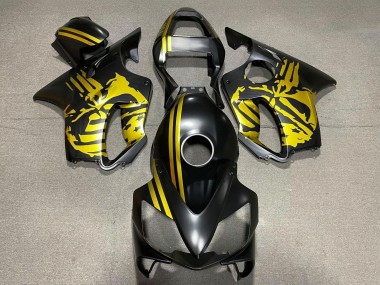 2001-2003 Honda CBR600 F4i Motorcycle Fairings - Gold Matte Black Skull Canada for Sale