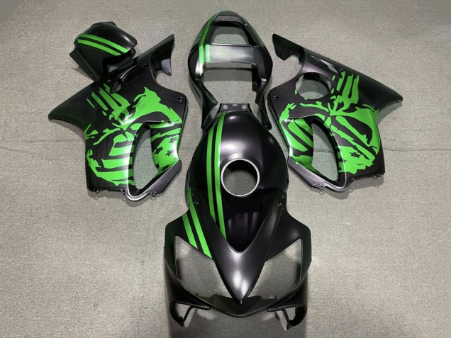 2001-2003 Honda CBR600 F4i Motorcycle Fairings - Green Matte Black Skull Canada for Sale