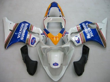 2001-2003 Honda CBR600 F4i Motorcycle Fairings - Yellow White Blue Rothmans Canada for Sale