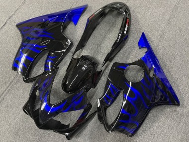 2004-2007 Honda CBR600 F4i Motorcycle Fairings - Glossy Black Blue Flame Canada for Sale