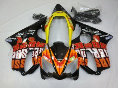 2004-2007 Honda CBR600 F4i Motorcycle Fairings - Yellow Orange Glossy Black Rossi Canada for Sale
