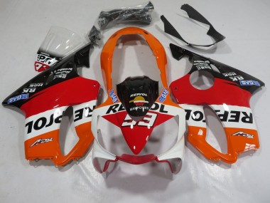 2004-2007 Honda CBR600 F4i Motorcycle Fairings - Orange White Red Glossy Black Repsol 93 Canada for Sale