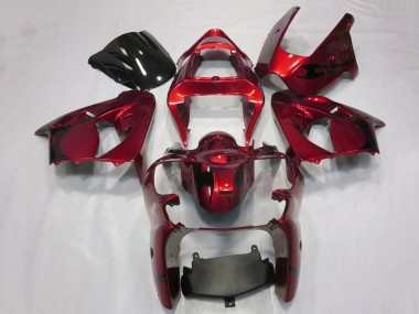 2000-2002 Kawasaki ZX6R Motorcycle Fairings - Candy Red Black Tribal Canada for Sale