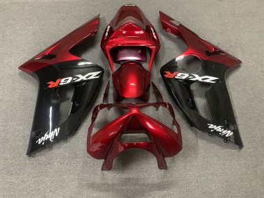 2003-2004 Kawasaki ZX6R Motorcycle Fairings - Red Glossy Black White Ninja Canada for Sale