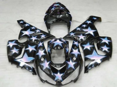 2005-2006 Kawasaki ZX6R Motorcycle Fairings - Black Blue White Star Canada for Sale