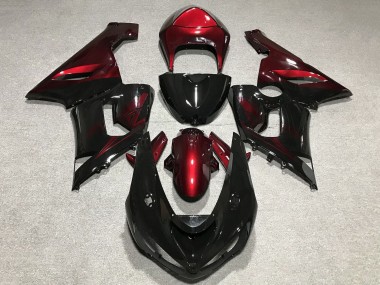 2005-2006 Kawasaki ZX6R Motorcycle Fairings - Red Glossy Black Canada for Sale
