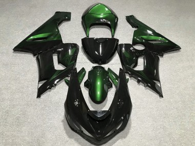 2005-2006 Kawasaki ZX6R Motorcycle Fairings - Green Glossy Black Canada for Sale