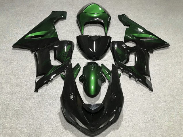 2005-2006 Kawasaki ZX6R Motorcycle Fairings - Green Glossy Black Canada for Sale
