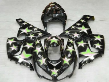 2005-2006 Kawasaki ZX6R Motorcycle Fairings - Black Green Star Canada for Sale