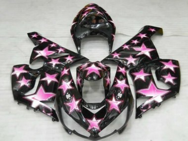 2005-2006 Kawasaki ZX6R Motorcycle Fairings - Black Pink Star Canada for Sale