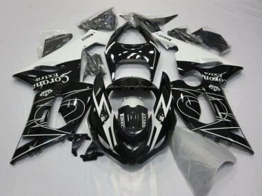 2005-2006 Kawasaki ZX6R Motorcycle Fairings - Glossy Black White Corona Extra Tribal Canada for Sale