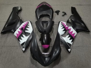 2005-2006 Kawasaki ZX6R Motorcycle Fairings - Matte Black White Pink Shark Canada for Sale