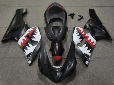 2005-2006 Kawasaki ZX6R Motorcycle Fairings - Matte Black White Red Shark Canada for Sale