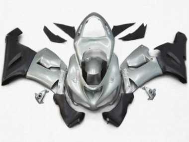 2005-2006 Kawasaki ZX6R Motorcycle Fairings - Silver Matte Black Canada for Sale