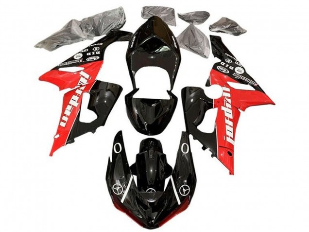 2005-2006 Kawasaki ZX6R Motorcycle Fairings - Glossy Black Red White Jordan Canada for Sale