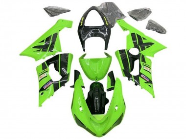 2005-2006 Kawasaki ZX6R Motorcycle Fairings - Light Green Black Castrol Canada for Sale