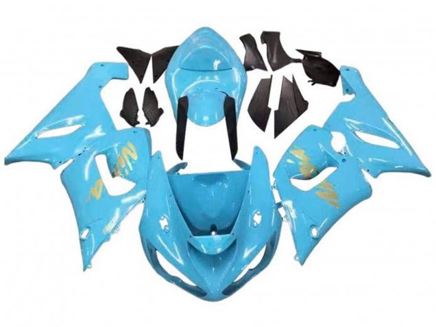 2005-2006 Kawasaki ZX6R Motorcycle Fairings - Light Blue Gold Canada for Sale