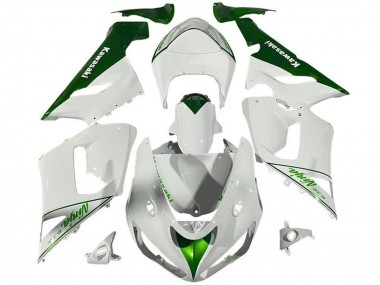 2005-2006 Kawasaki ZX6R Motorcycle Fairings - White Green Canada for Sale