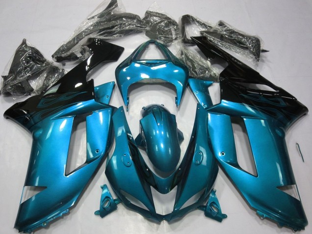 2007-2008 Kawasaki ZX6R Motorcycle Fairings - Light Blue Black Canada for Sale