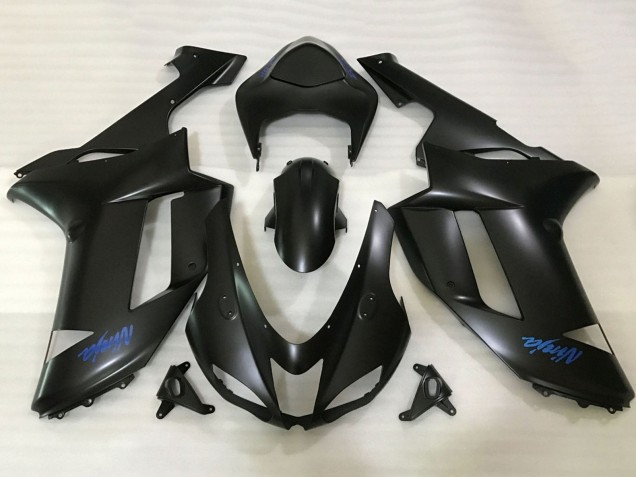 2007-2008 Kawasaki ZX6R Motorcycle Fairings - Matte Black Blue Ninja Canada for Sale